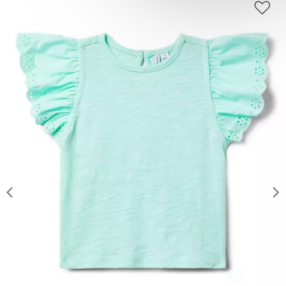 Janie and Jack Light Green Eyelet Sleeve Tee